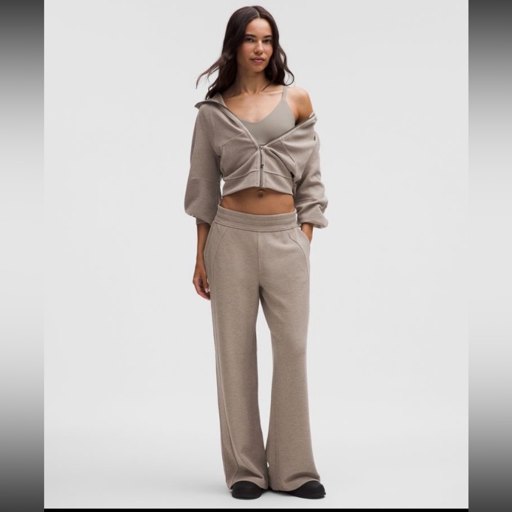 Lululemon Scuba Waffle Wide Leg Pants in Warm Ash Gray
